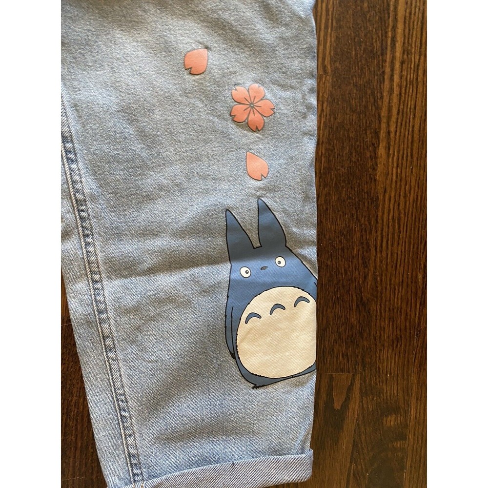NWT My Neighbor Totoro Size 17 Stretch Light Blue Jeans Hot Topic Rolled Cuff - Picture 3 of 8